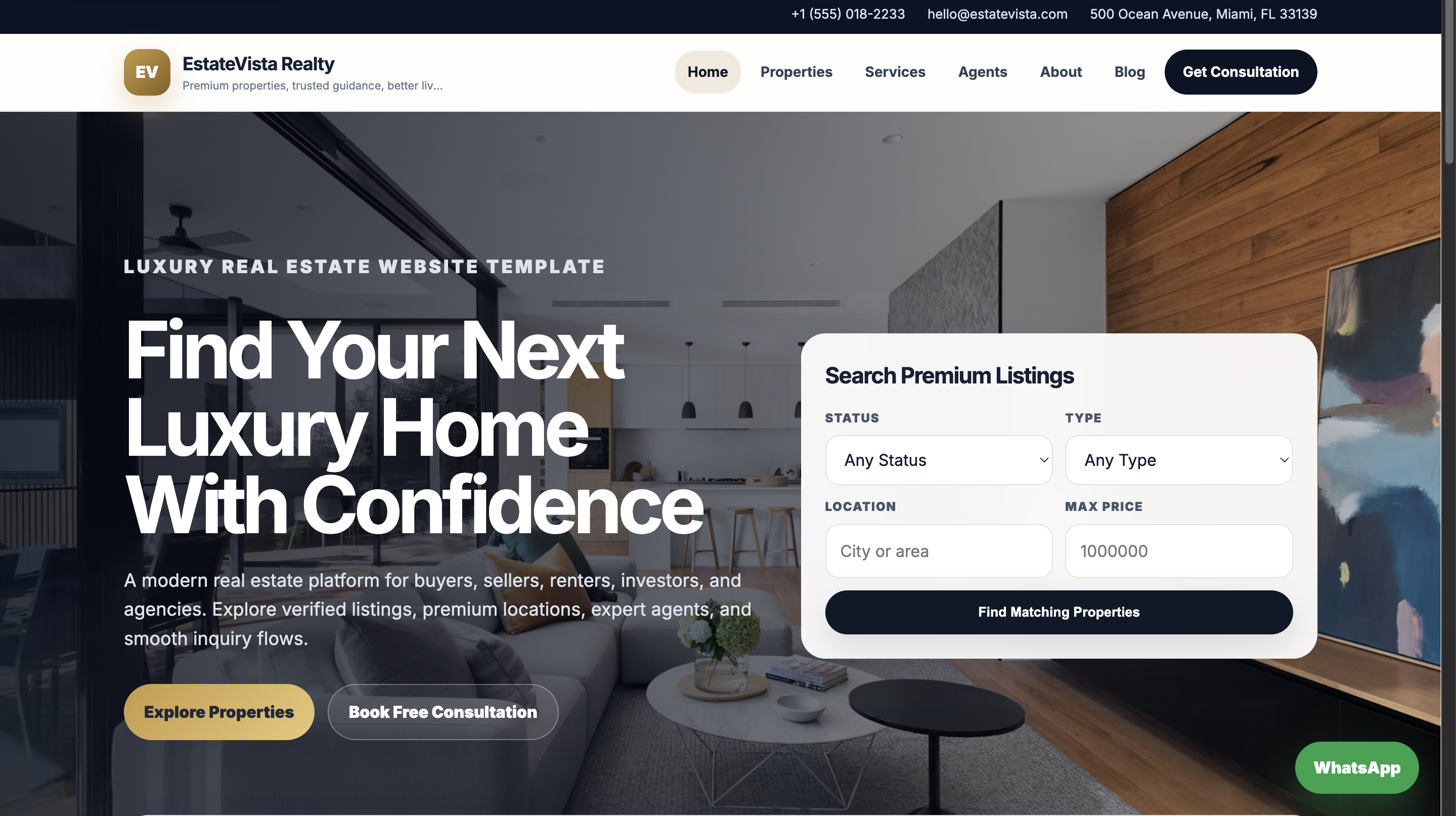 RealEstate Pro cPanel Template